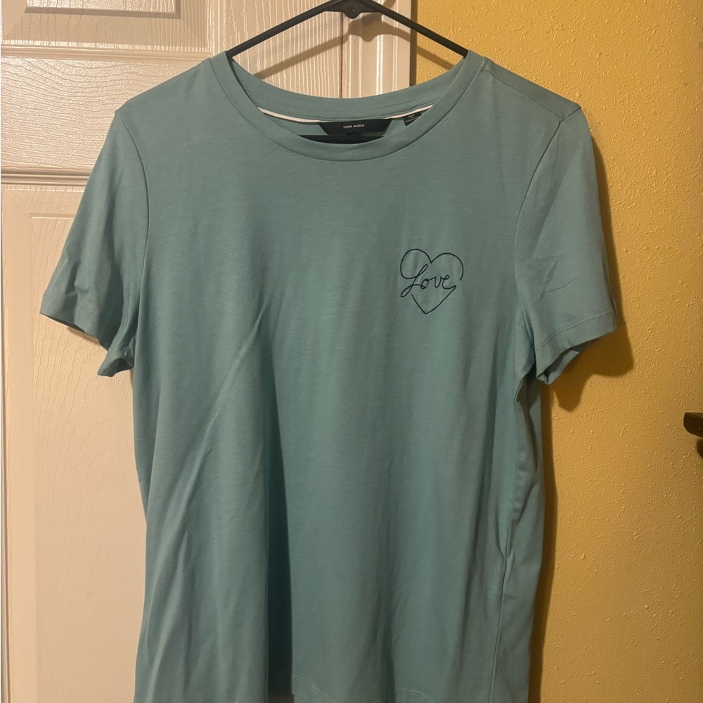 Vero Moda Blue Tee with Heart Detail